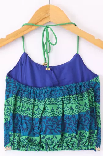 Twisha Girls Printed Top & Ghagra - Blue & Off White