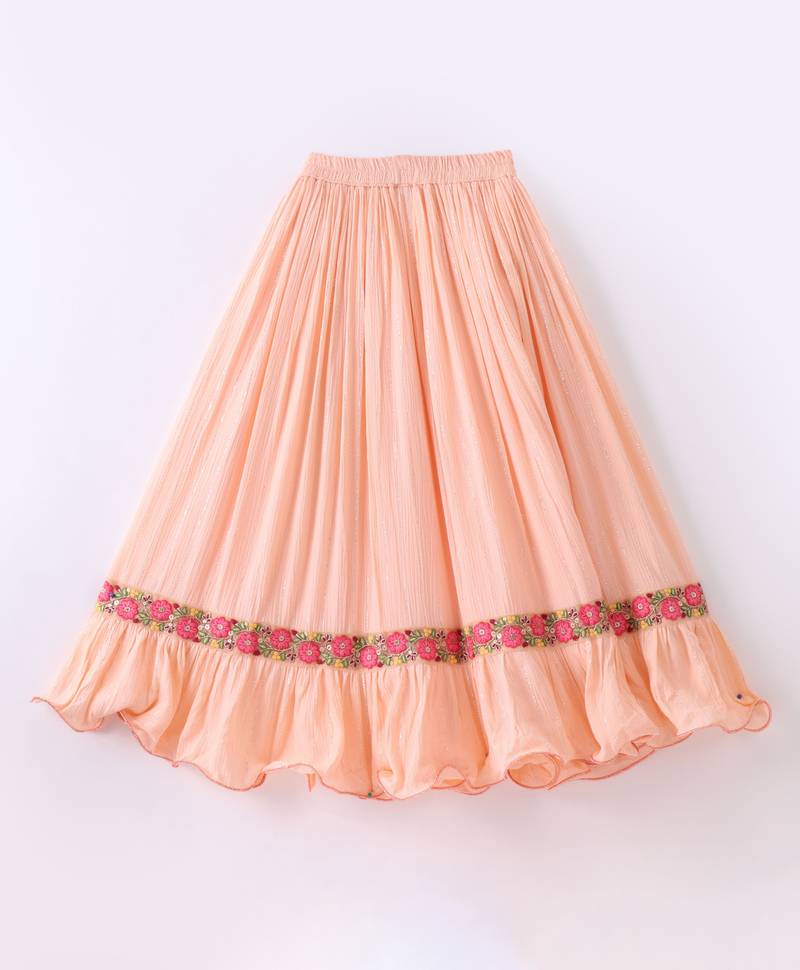 Twisha Girls Halter Neck Top & Ghagra - Coral & Peach
