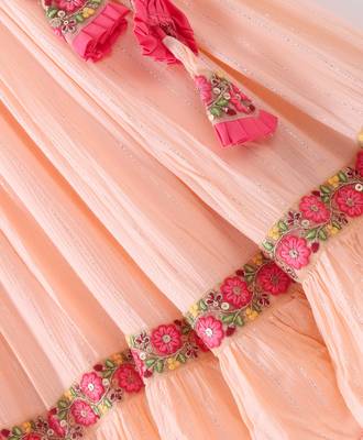 Twisha Girls Halter Neck Top & Ghagra - Coral & Peach 6