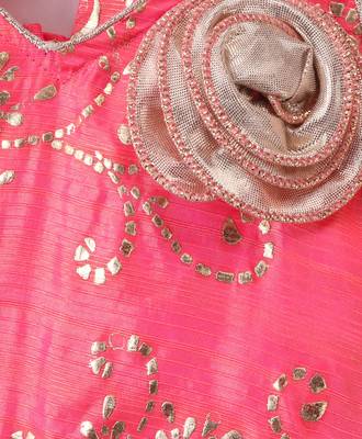 Twisha Girls Halter Neck Top & Ghagra - Coral & Peach 7