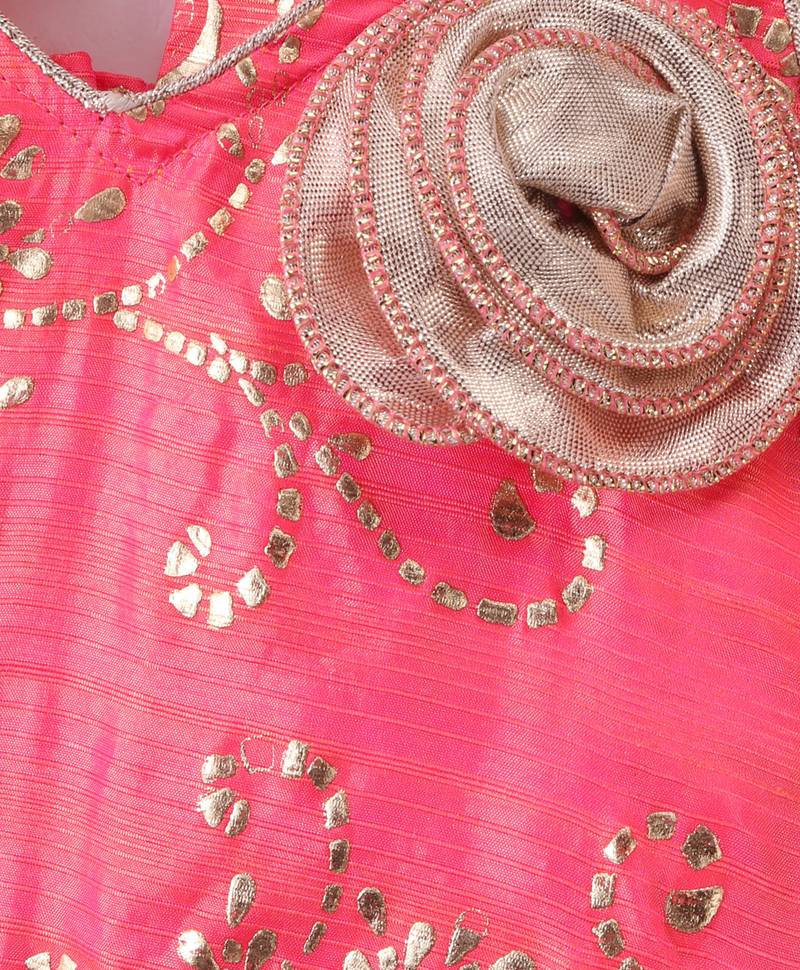 Twisha Girls Halter Neck Top & Ghagra - Coral & Peach