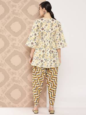  floral printed regular gotta patti pure cotton kurta with dhoti pants 4