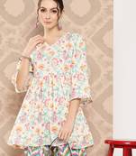  floral printed regular gotta patti pure cotton kurti with dhoti pants