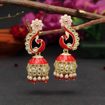 Red color meenakari earrings 1