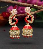 Red color meenakari earrings
