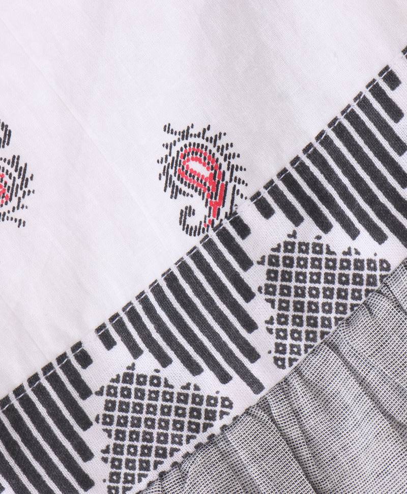 Twisha Girls One Shoulder Self Design Top & Dhoti Pants - White & Red