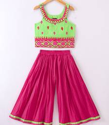 Twisha Girls Embroidered Top & Palazzo - Lime Green & Pink
