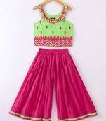 Twisha Girls Embroidered Top & Palazzo - Lime Green & Pink
