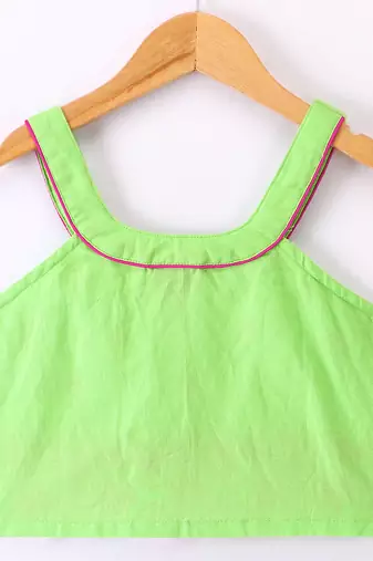 Twisha Girls Embroidered Top & Palazzo - Lime Green & Pink