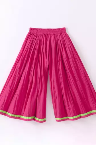 Twisha Girls Embroidered Top & Palazzo - Lime Green & Pink