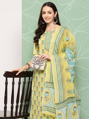  olive green hand embroidery straight kurta with trouser & dupatta 1