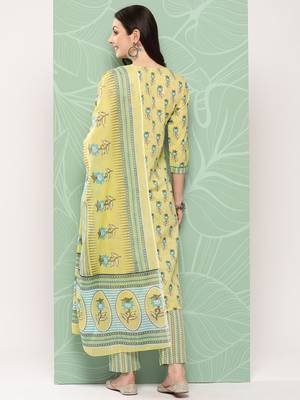  olive green hand embroidery straight kurta with trouser & dupatta 4