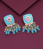 Firozi color meenakari earrings