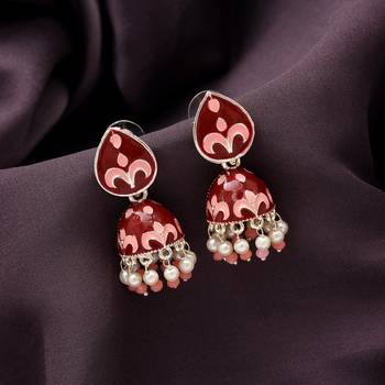 Maroon color meenakari earrings 1
