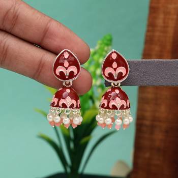 Maroon color meenakari earrings 2