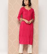 Yufta women pink floral straight kurta