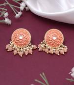 Peach color mint meena earrings