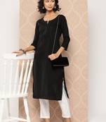  black floral straight kurta