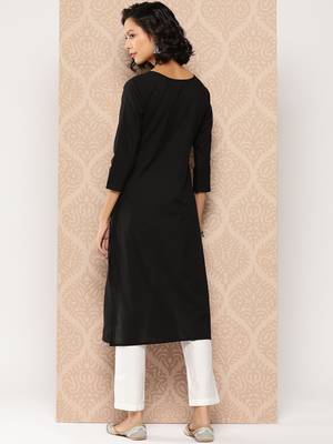  black floral straight kurta 4