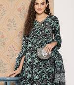 Yufta women floral embroidered regular pure cotton kurta with trousers & with dupatta set