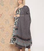  floral print regular pure cotton kurta with trousers & with dupatta