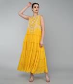 Mustard embroidered tier dress