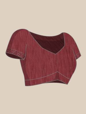 Maroon Digital Print::Embellished::Embroidered Lycra Blend Bollywood Saree With Blouse 8