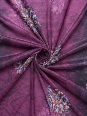 Wine Digital Print::Embellished::Embroidered Lycra Blend Bollywood Saree With Blouse 9