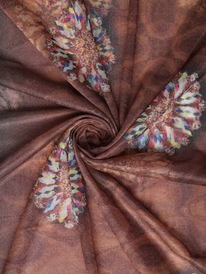 Ornage Digital Print::Embellished::Embroidered Lycra Blend Bollywood Saree With Blouse 9