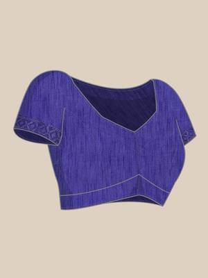 Royal Blue Digital Print::Embellished::Embroidered Lycra Blend Bollywood Saree With Blouse 8