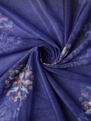 Royal Blue Digital Print::Embellished::Embroidered Lycra Blend Bollywood Saree With Blouse 9