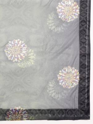 Green Digital Print::Embellished::Embroidered Lycra Blend Bollywood Saree With Blouse 7