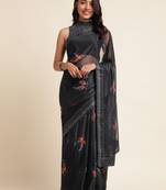 Coffee Digital Print::Embellished::Embroidered Lycra Blend Bollywood Saree With Blouse