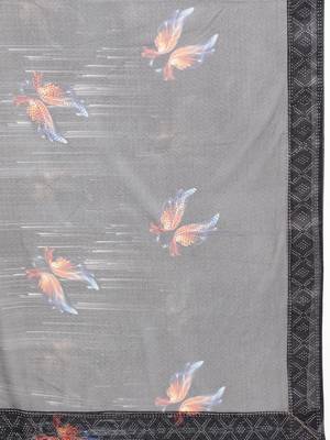 Coffee Digital Print::Embellished::Embroidered Lycra Blend Bollywood Saree With Blouse 7