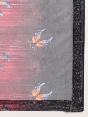 Red Digital Print::Embellished::Embroidered Lycra Blend Bollywood Saree With Blouse 7