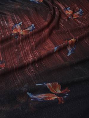 Orange Digital Print::Embellished::Embroidered Lycra Blend Bollywood Saree With Blouse 8