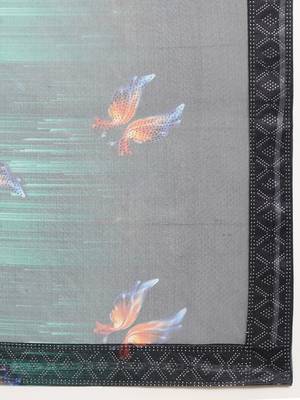 Green Digital Print::Embellished::Embroidered Lycra Blend Bollywood Saree With Blouse 7