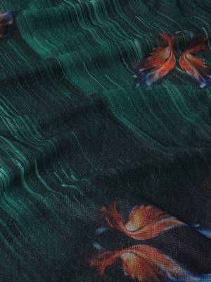 Green Digital Print::Embellished::Embroidered Lycra Blend Bollywood Saree With Blouse 8