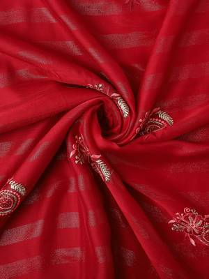 Maroon Embellished::Embroidered Chiffon Bollywood Saree With Blouse 9