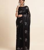 Black Embellished::Embroidered Chiffon Bollywood Saree With Blouse