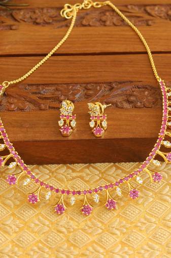 Gold plated cz necklace set