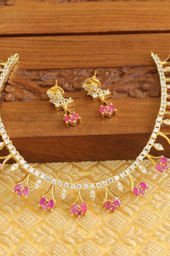 Gold plated cz necklace set