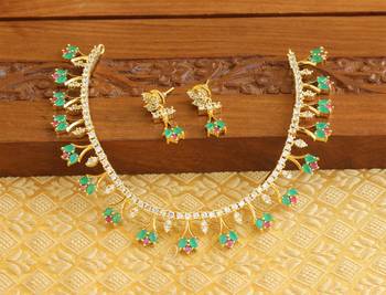 Gold plated cz necklace set 1