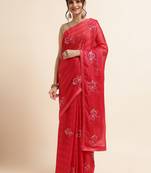 Cherry Embellished::Embroidered Chiffon Bollywood Saree With Blouse
