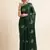 Bottle Green Embellished::Embroidered Chiffon Bollywood Saree With Blouse