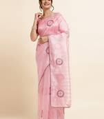 Pink Embellished::Embroidered Organza Bollywood Saree With Blouse