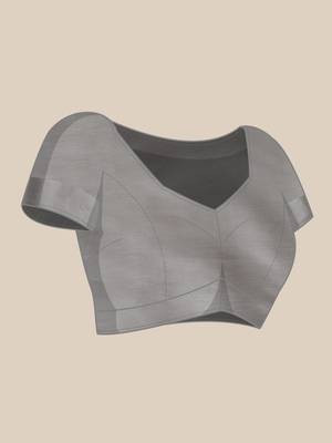 Grey Embellished::Embroidered Organza Bollywood Saree With Blouse 8