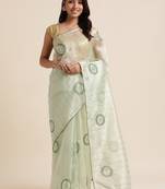 Bottle Green Embellished::Embroidered Organza Bollywood Saree With Blouse