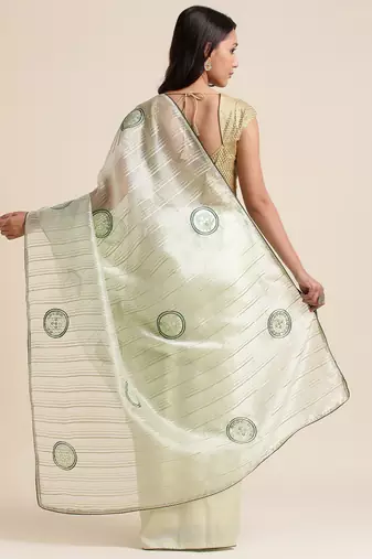Bottle Green Embellished::Embroidered Organza Bollywood Saree With Blouse