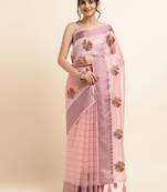 Pink Embellished::Embroidered Organza Bollywood Saree With Blouse